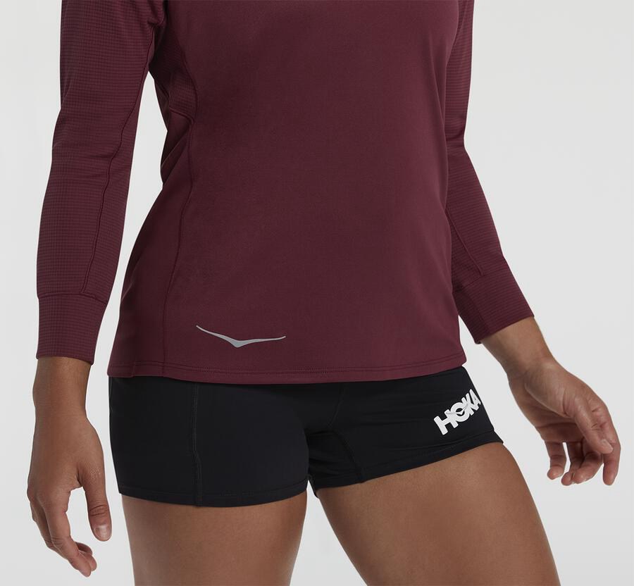 Hoka One One Top Kadın Kahverengi - Performance 3/4 Sleeve - XR0784625